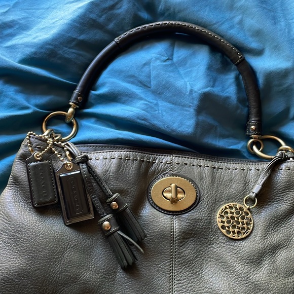 Coach Army Green Pebbled Leather Large Hobo Bag - Picture 2 of 12